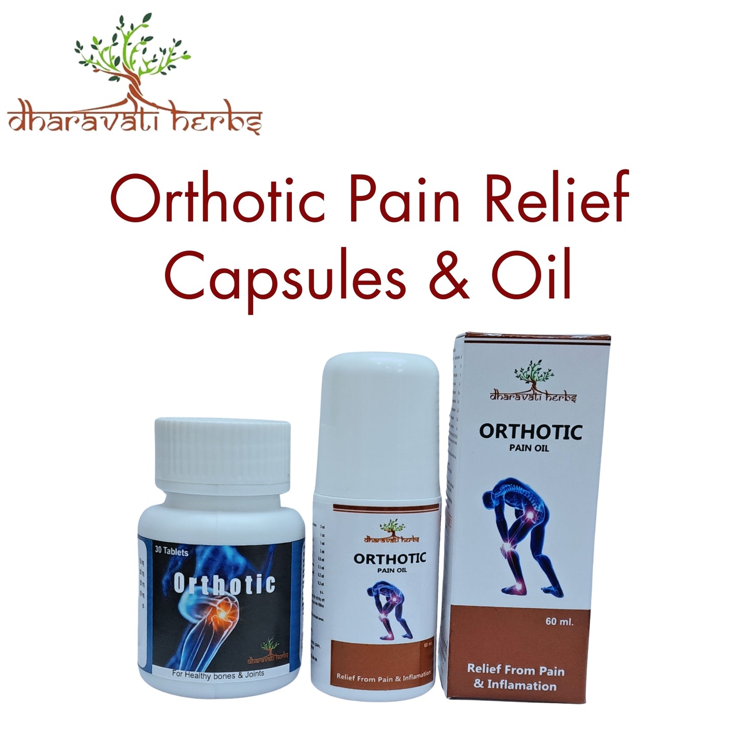 Orthotic Combo Pack of Pain Relief Oil & Capsules | Relief from Pain with Orthotic | Orthotic Pain Relief Oil (60ml) | Orthotic Pain Relief Capsules (30 Capsules)