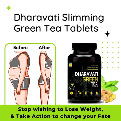 Dharavati Herbs Green Tea Tablets | Pack of 2 (60 Tablets x 2= 120 Tablets) | Boost Immunity | Winter Special | Green Tea Effervescent Tablets | Tulsi, Lemon & Green Tea Extract