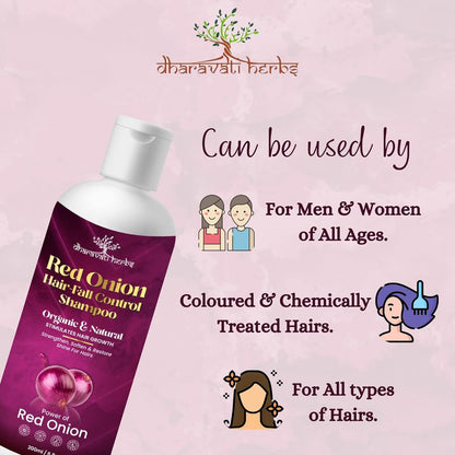 Dharavati Herbs Red Onion Shampoo | Promotes Hair Growth | Prevents Frizz Free Hairs | Natural & Pure red Onion Shampoo | Pack of 200ml