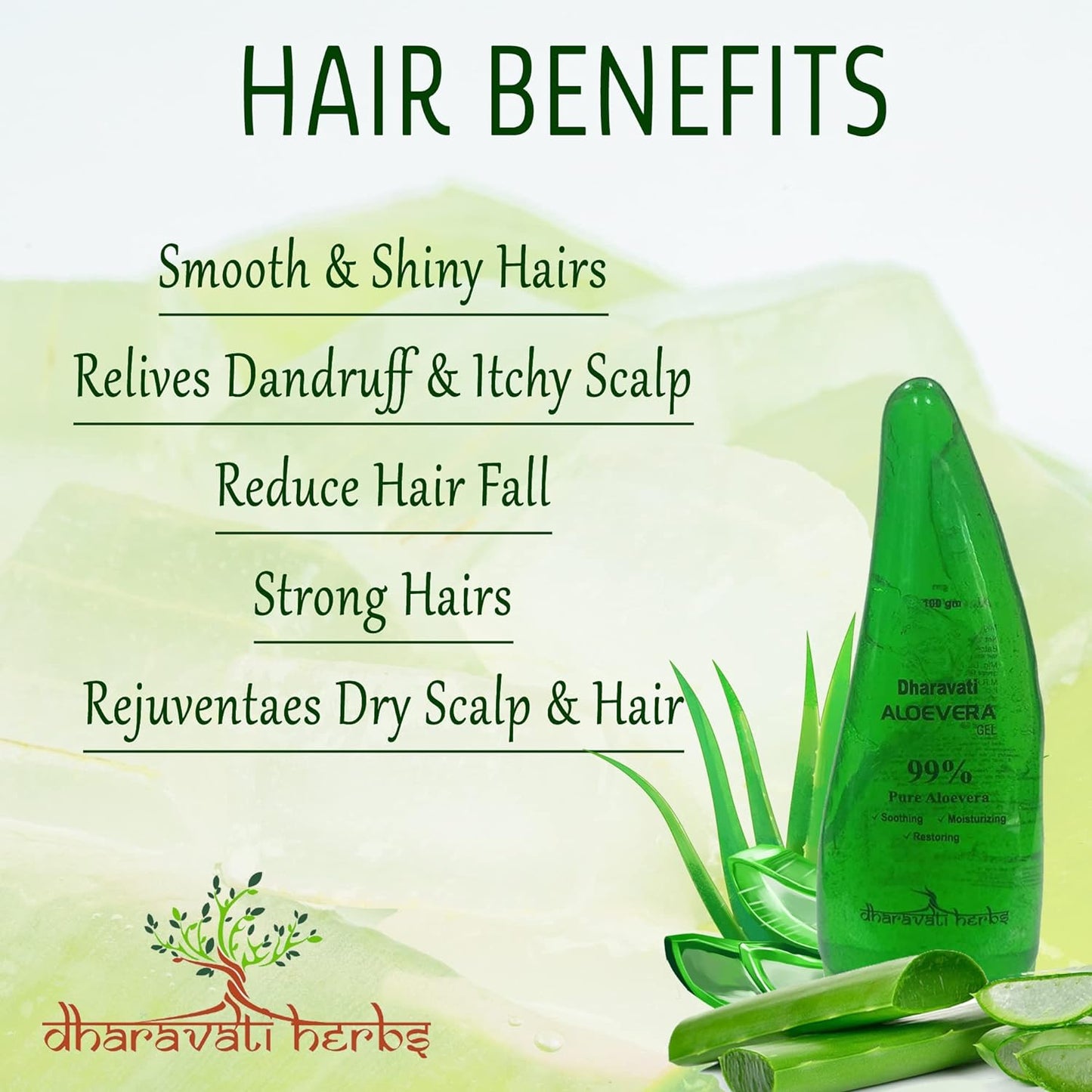 Dharavati Aloevera Gel | Contains Original Aloevera Extract | Beneficial for Skin and Hairs | Gives Soft and Smooth Skin | Aloevera Gel- 100gm